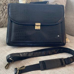 Montblanc croc briefcase black vintage